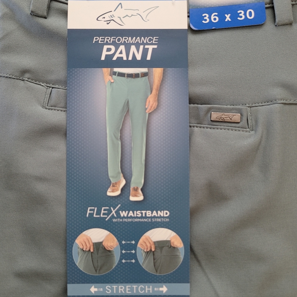 Greg Norman Performance Stretch Men's Pants - Greenish-Gray NEW Flex Waistband